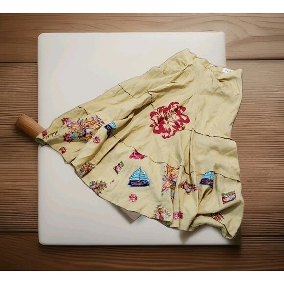 Trelise Cooper Pagoda Biege Tan Floral Embroidered Skirt Party NOWT - Picture 4 of 10